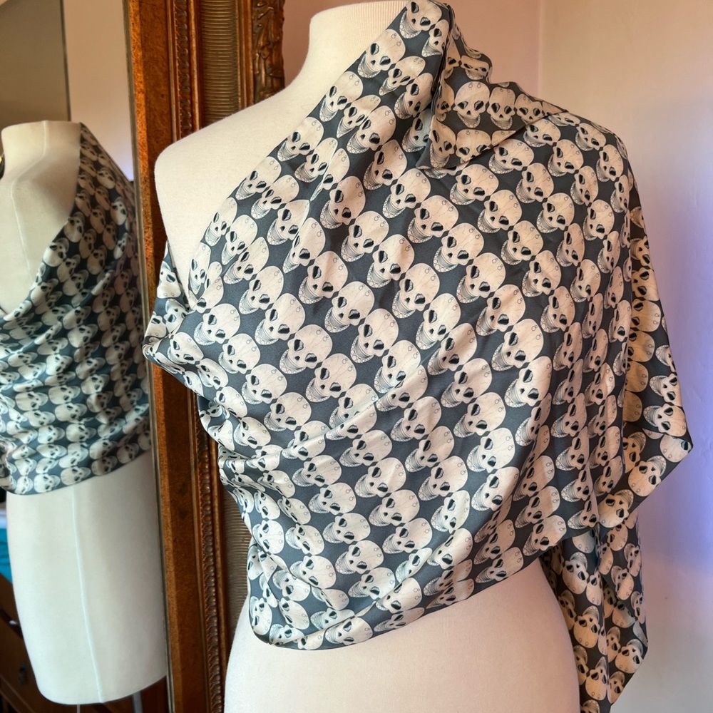 Thomas Wylde Silk Twill Skull Row Scarf